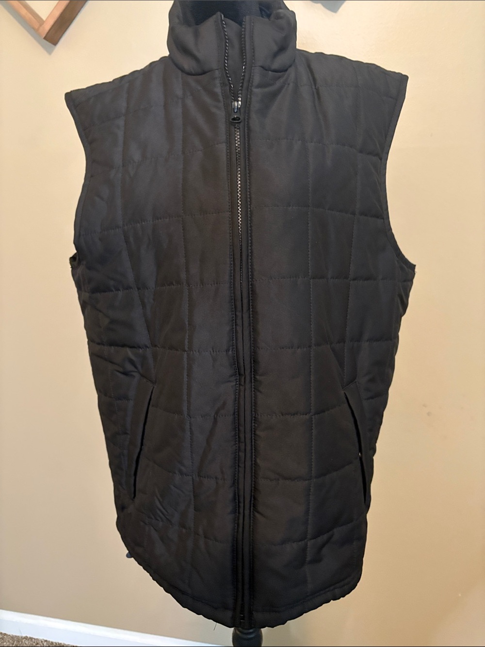 Chaps Black Quilted Sleeveless Zip Vest